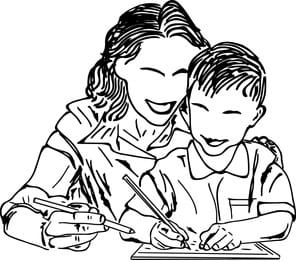 mother and son showing love